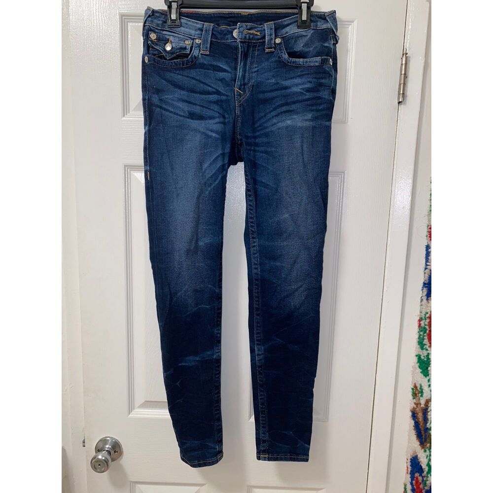 True Religion Curvy Skinny Flap Jeans in Lost Brook Dark Wash Size 30